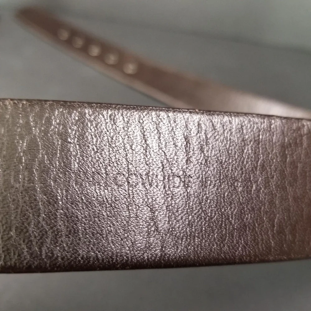 Mens Brown Leather Belt with Silver Buckle and Grommets Size 40 Workwear Utility